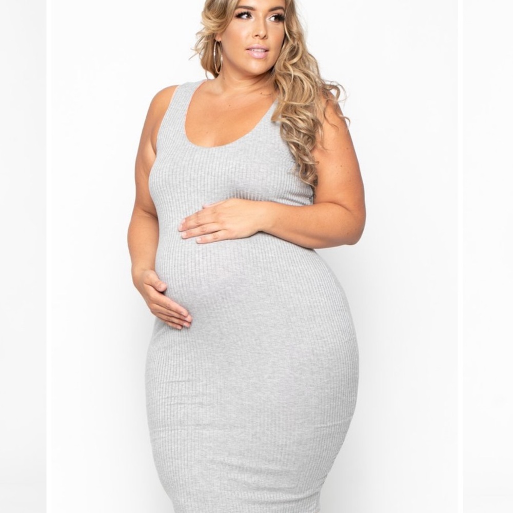 Bump Buddy reversible ribbed knit body con dress